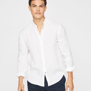 Band Collar Linen Shirt